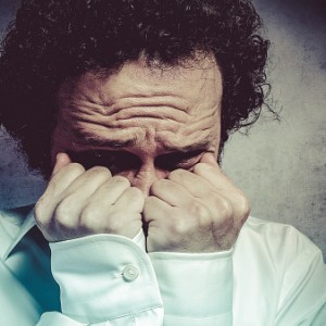 fear decision, businessman with very afraid, man in white shirt